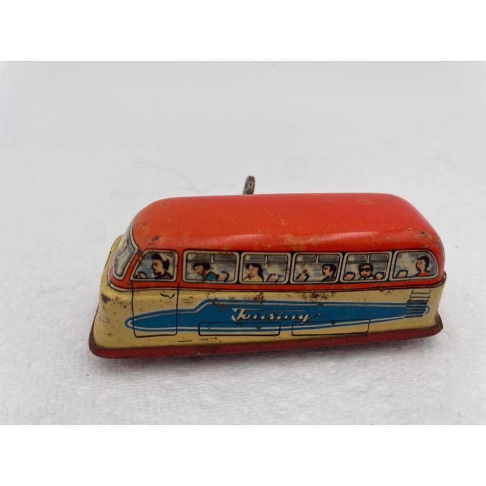 Vintage Technofix Wind-Up Touring Bus Tin Toy West Germany